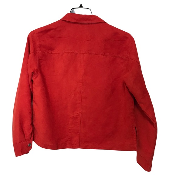 Chico’s Red Faux Suede Red Women’s Short Waisted Jacket sz1 (8/10) - Picture 4 of 9